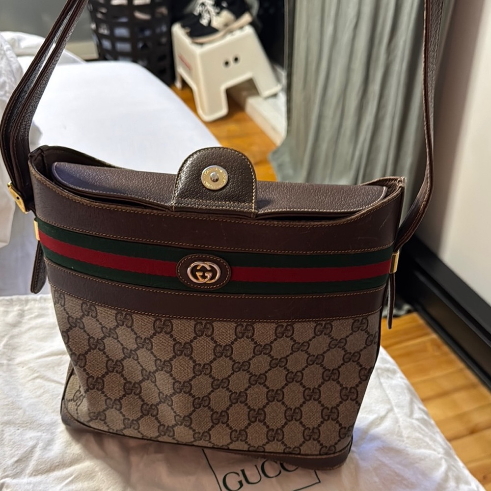 Gucci Brown and Green Shoulder Bag
